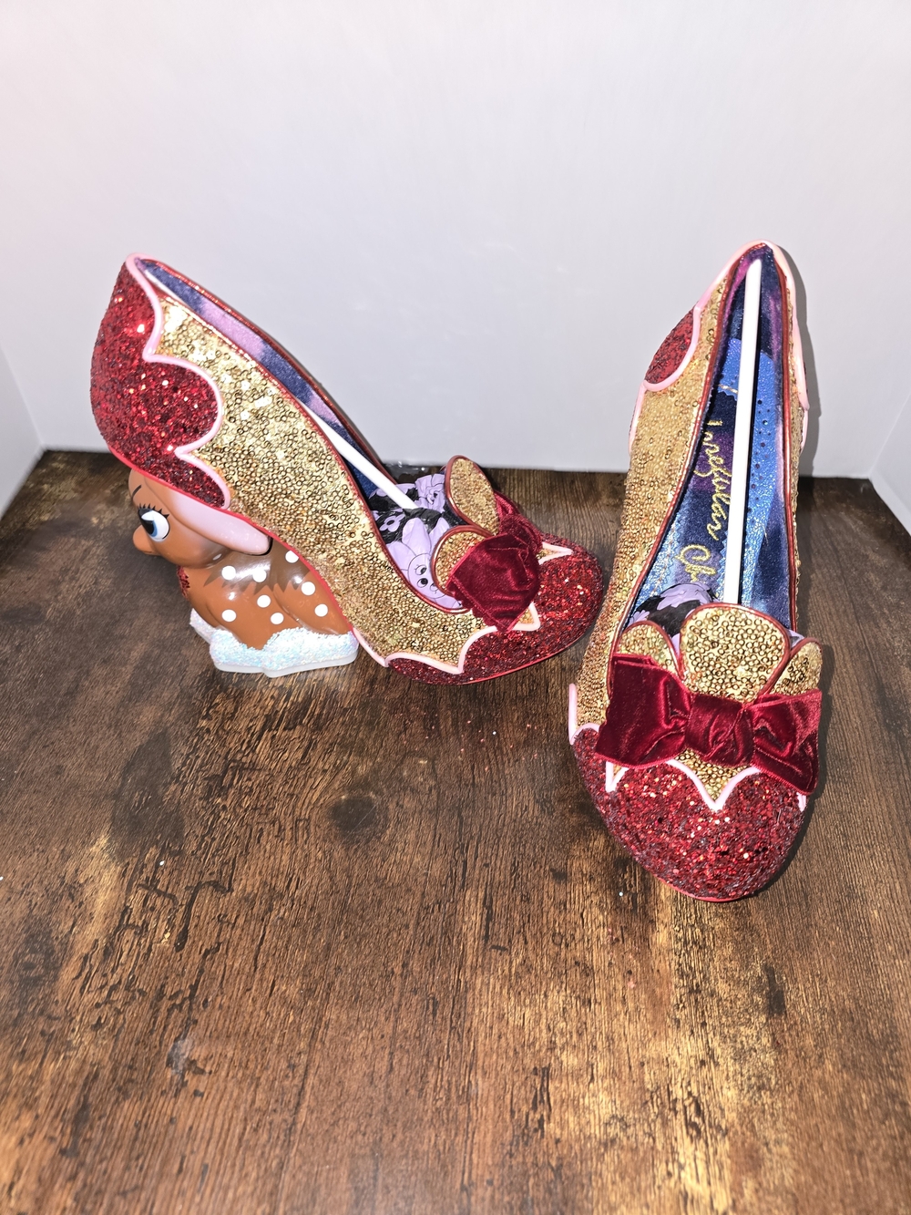 Irregular Choice Baby Deer Glitter Red Bow Heels - Picture 5 of 10